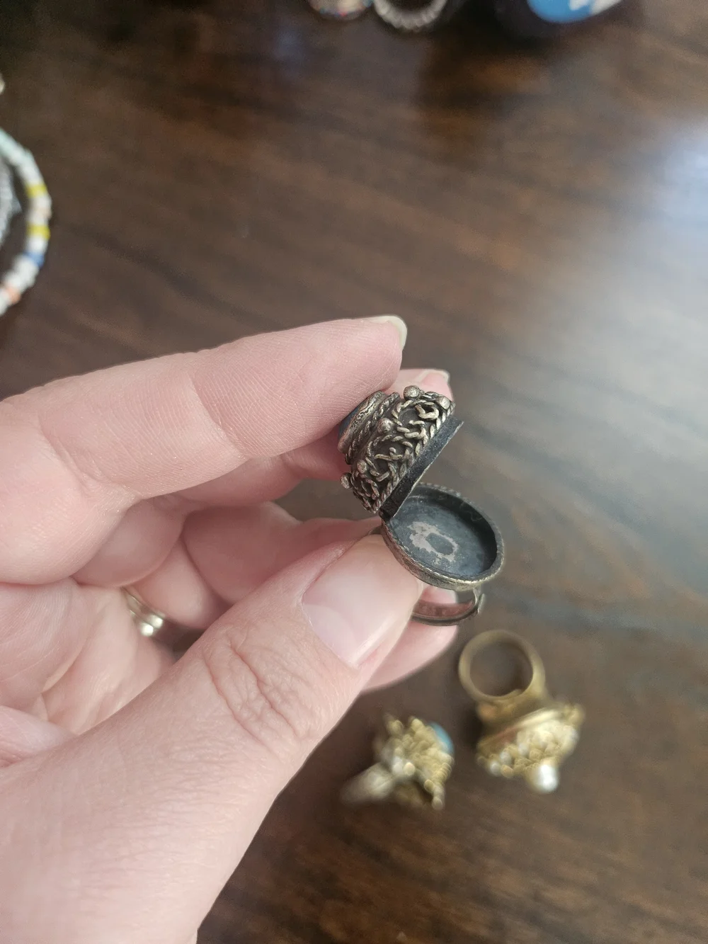 Boho Mixed Metal and Turquoise Statement Rings - Set of 4 - Picture 7 of 10